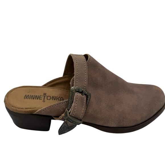 Minnetonka Shoes - Minnetonka Clogs Shoes Womens Size 6 Brown Leather Comfort Mule Slip On 1543